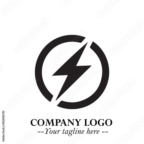 Sleek Electrical Logo Symbol on a Clean White Background for Modern Branding Design Elements Art