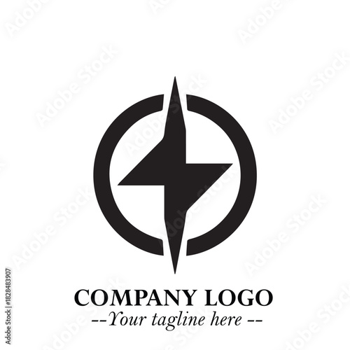 Sleek Electrical Logo Symbol on a Clean White Background for Modern Branding Design Elements Art
