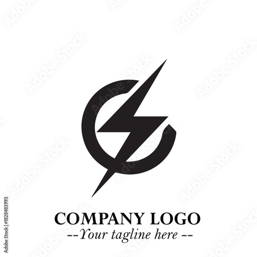 Sleek Electrical Logo Symbol on a Clean White Background for Modern Branding Design Elements Art