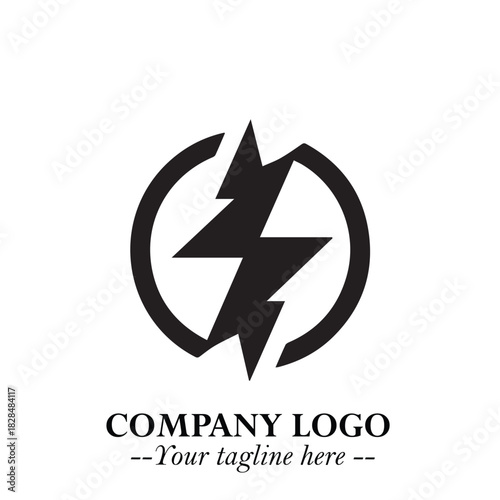 Sleek Electrical Logo Symbol on a Clean White Background for Modern Branding Design Elements Art