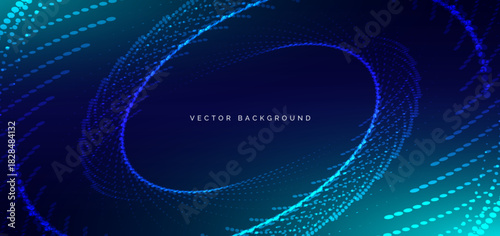 Dot pattern digital communication hi tech on dark blue background.