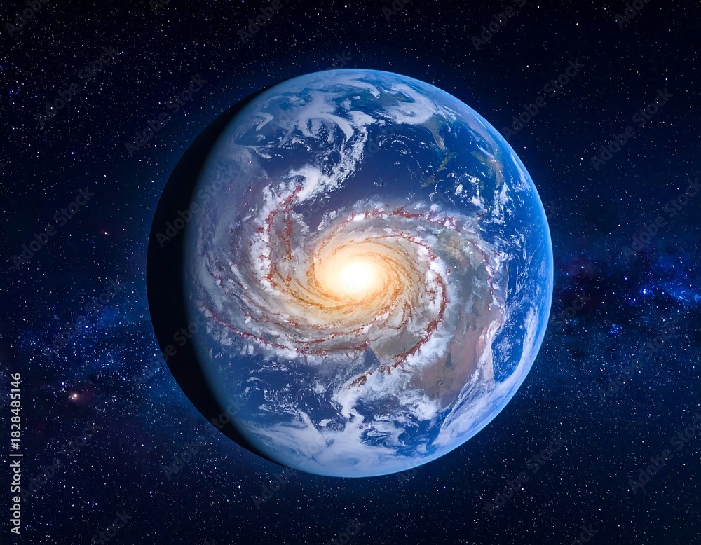 Obraz premium Earth-like planet with swirling, fiery core against a starry expanse