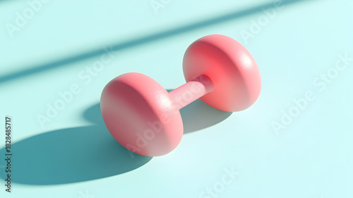 red dumbbells on blue background