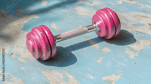 dumbbell on a red background