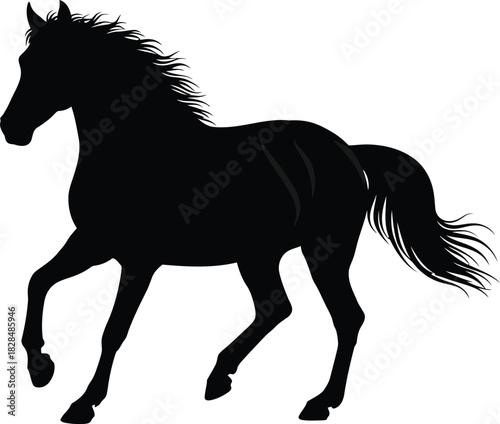 Black horse silhouette running equine animal illustration design art eps