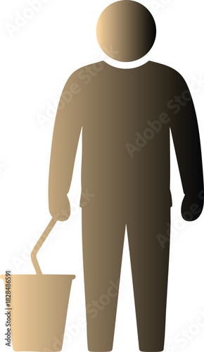 Simple vector illustration of a person carrying a bucket, useful for cleaning concepts.