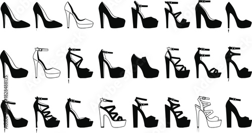 Pumps, Stiletto, Platform, and Strappy Sandal Icons for Fashion, Party, and Event Design