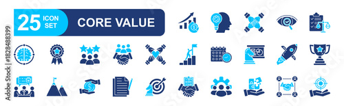 Core value set of web icons in line style. vector illustration concept relate to core, value, integrity, social, business, company, trust