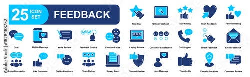 Feedback set of web icons in line style. vector illustration concept relate to feedback, service, like, comment, line, review, business, online, opinion