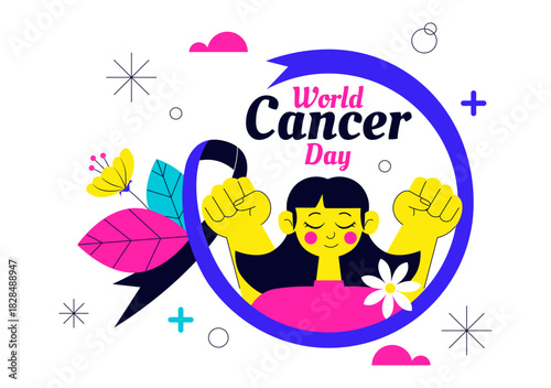 World Cancer Day Vector Illustration on February 4 Featuring a Ribbon to Raise Cancer Awareness and Support Women's Healthcare in a Flat Background