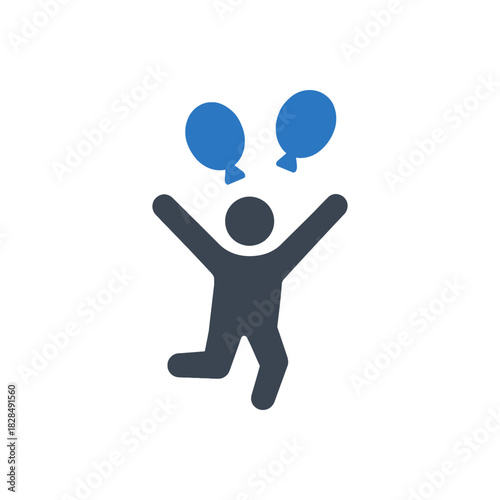 Jumping With Party Balloons Icon