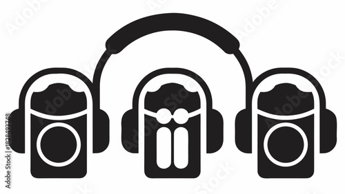 Modern craft beer icon with headphones for podcast, music, or brewery branding, originally a scalable graphic for flexible design applications