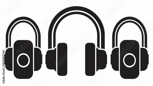 Dynamic headphones arrangement brings musical vibes to any project, great for audio, entertainment, or tech-related themes with a modern feel