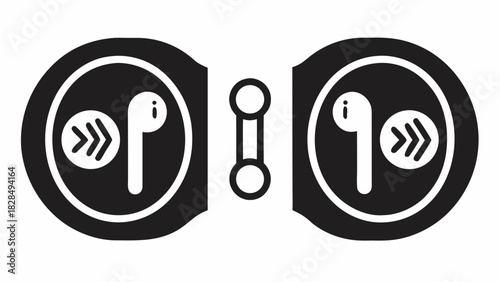 Modern wireless earbuds icon, stylish audio technology, sleek design for music lovers, digital lifestyle, portable sound, crisp audio, minimalist tech icon