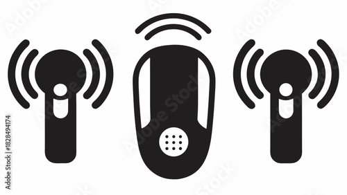 Sleek wireless technology icon for innovative designs, showcasing connectivity and advanced communication systems with a clean, modern aesthetic