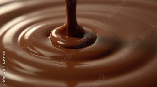 Thick Stream of Glossy Melted Milk Chocolate Background 

