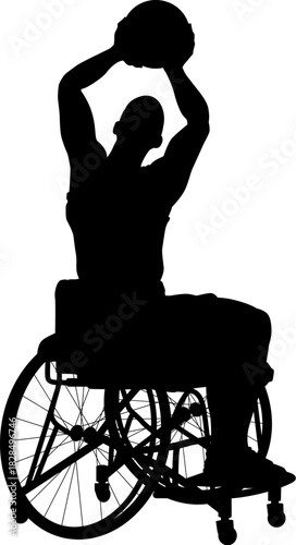 Silhouette Wheelchair Basketball Player Shooting