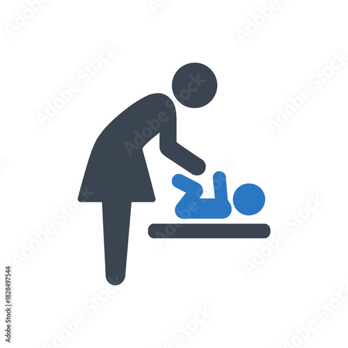 Changing Baby Diaper Care Icon