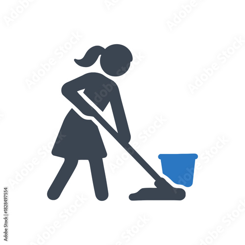 Mopping Floor Cleaning Home Icon