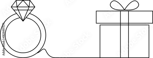 gift box and wedding ring vector. Valentine's day.