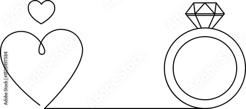 heart and wedding ring vector. Valentine's day.
