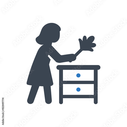 Dusting Furniture Cleaning Home Icon
