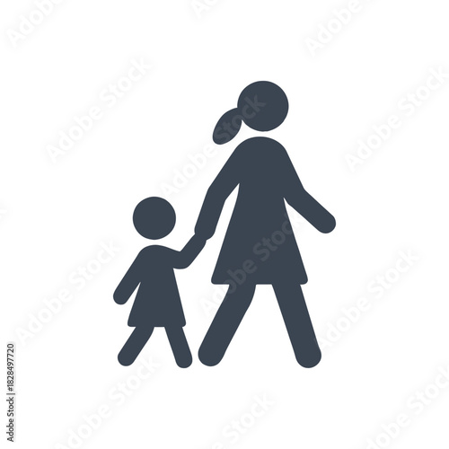 Walking Holding Child Hand Icon