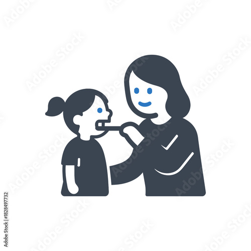 Brushing Child Teeth Care Icon