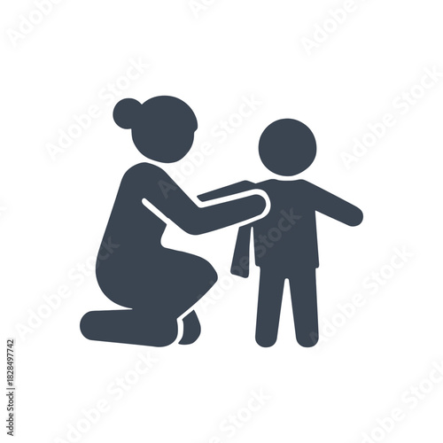 Mother Dressing Child Icon