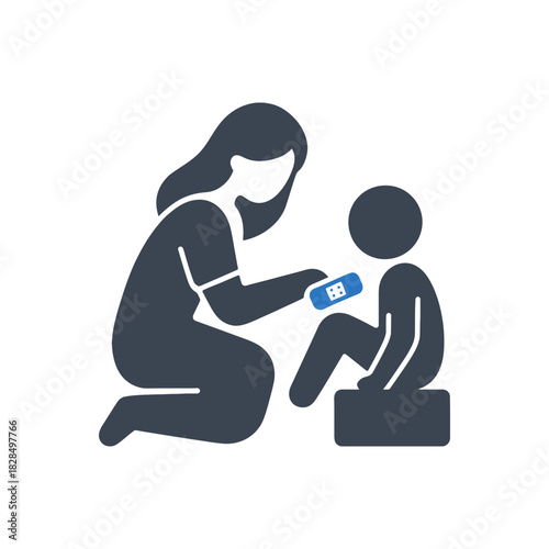 Mother Treating Child Injury Icon