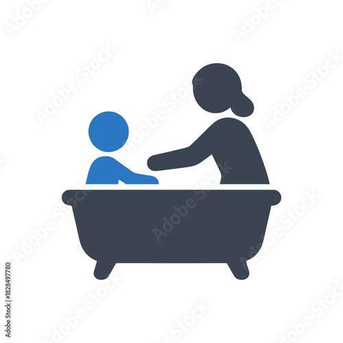 Mother Bathing Baby Care Icon