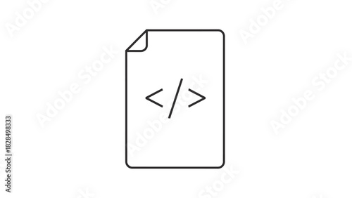 Code document icon A simple representation of a file containing code, ideal for web and software design