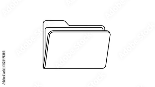 File folder outline icon. Simple linear vector symbol for document management, data storage, and office archives. Isolated design element. (42)