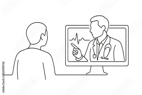 black line art doctor patient consultation clip art preview