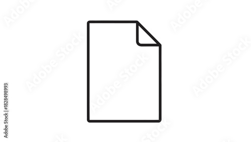 Simple outline icon of a blank document with a folded corner. Minimalist vector illustration of a paper sheet or file isolated on a white background