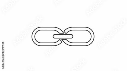 Simple vector icon of a chain link symbol. Black line art illustration representing connection, attachment, and hyperlink, isolated on white background