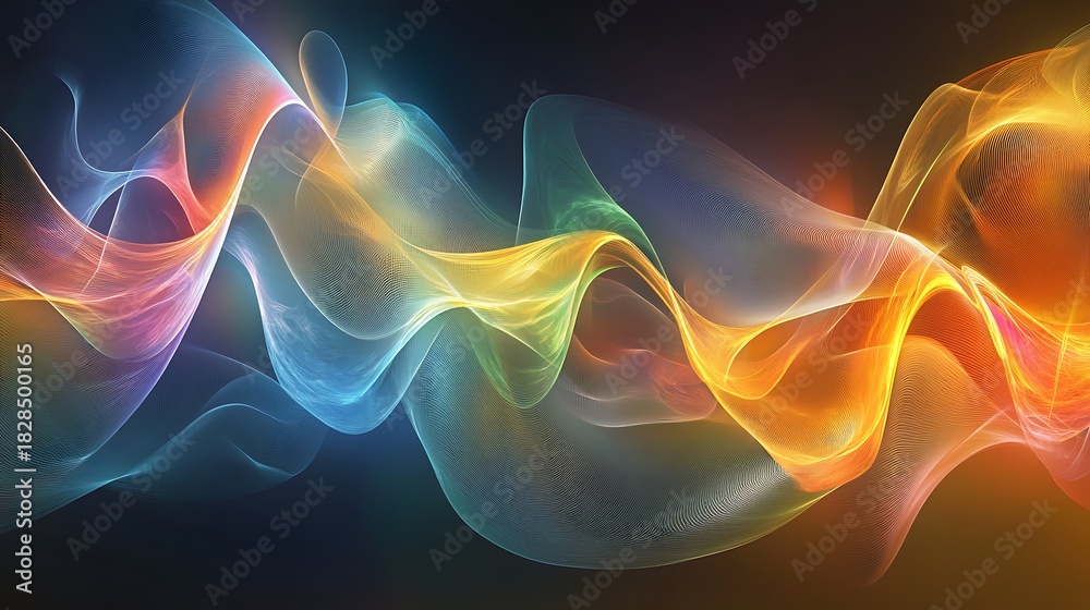 Fototapeta premium Luminous multicolor smoke waves with flowing radiant abstract energy 