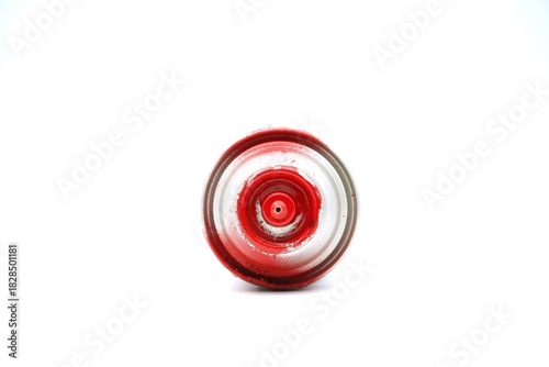 Red Spray Paint Can with Splattered Nozzle 
