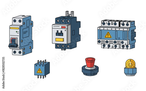 Electrical Components Flat Design Illustration Collection