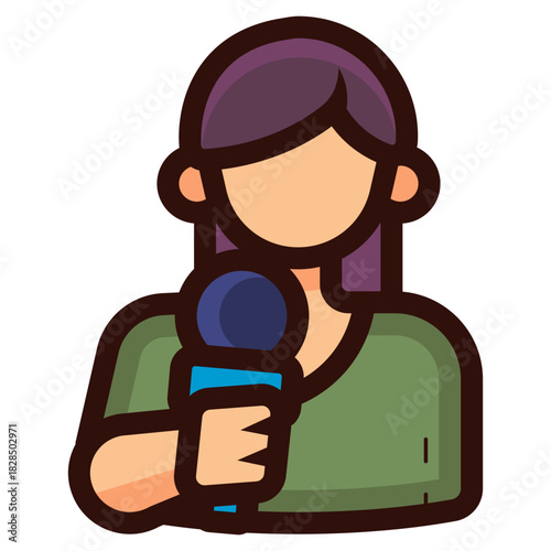female reporter icon illustration