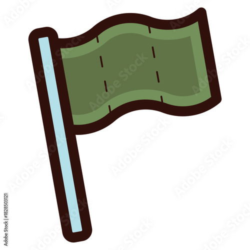 waving green flag icon illustration