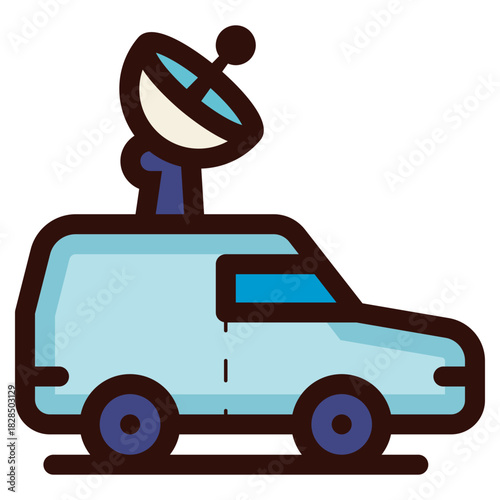 tv news van car icon illustration
