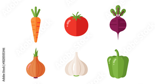 Colorful flat design vegetables collection