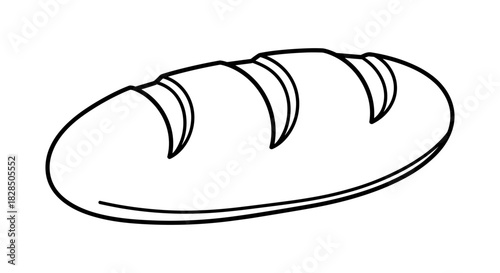 Minimalist line art of freshly baked bread loaf with crusty texture