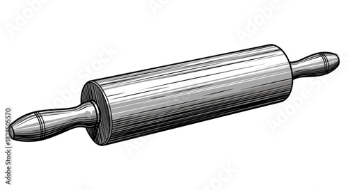 Detailed rolling pin in vintage style for classic baking and culinary design