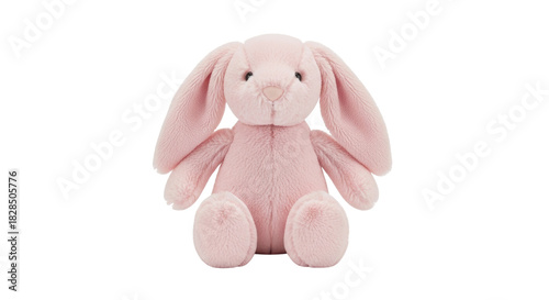 Isolated pink bunny stuffed animal toy for baby girls kids, soft plush cuddly rabbit gift