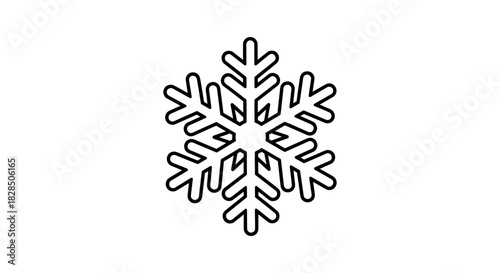 Minimalist linear snowflake icon for winter and holiday themes