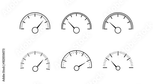 Minimalist gauge design set with varying styles and indicators