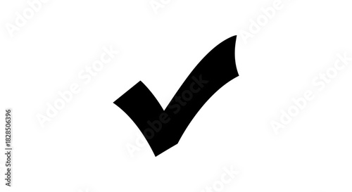 Simple black check mark symbol for approval and success in minimalistic style