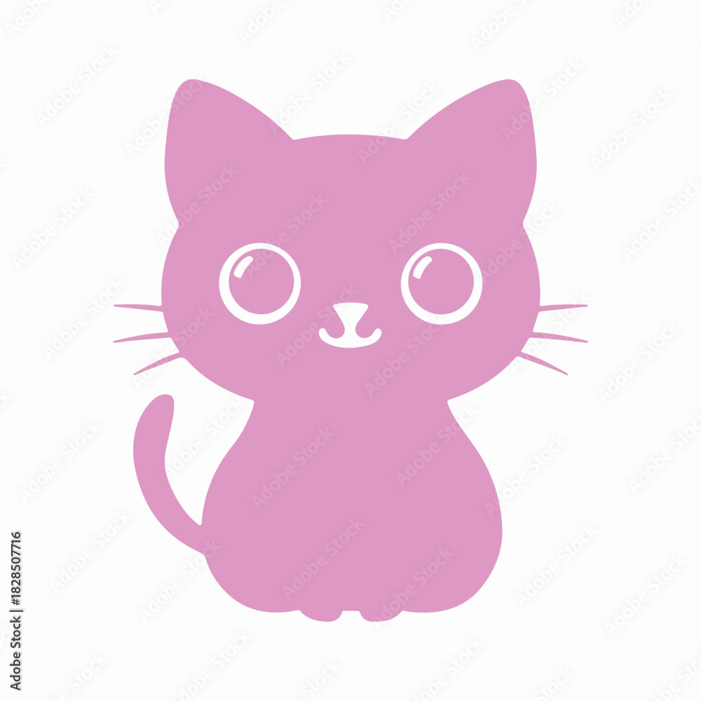 Fototapeta premium Cartoon cat vector logo design, Cute cat silhouette, modern creative logo, half off moon, minimalist, vector illustration, flat design, cut out vector icon, black cat with big eyes, simple design, 